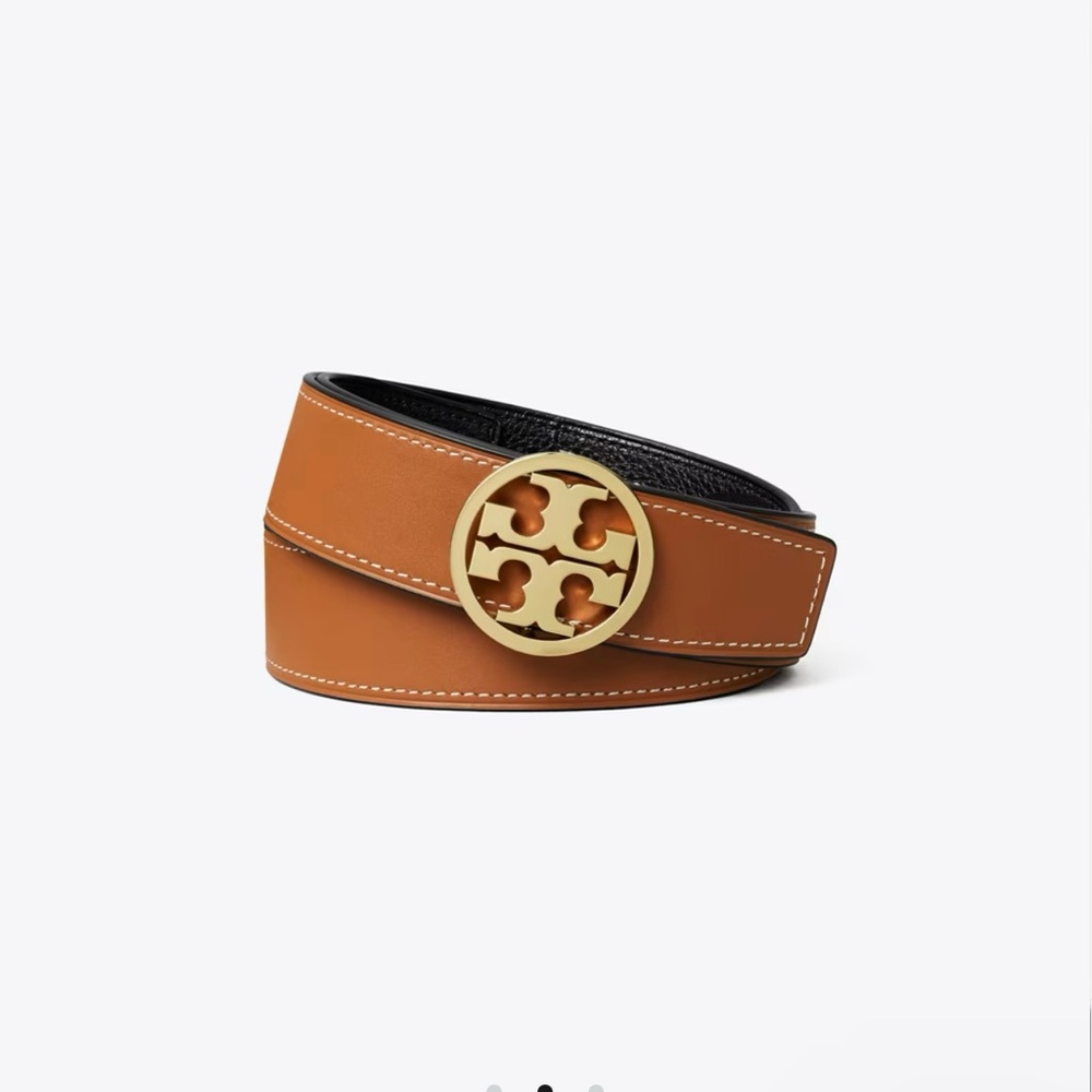 Tory Burch Gold Tan Belt Fashion Accessory REVERSIBLE tan/brown & black.